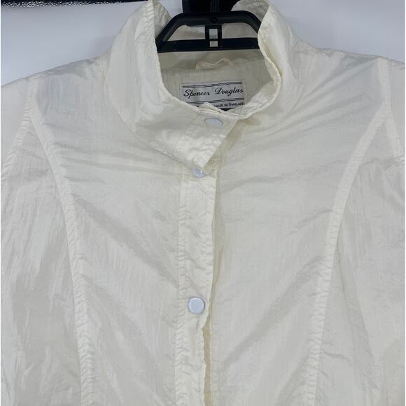 Vintage Spencer Douglas Nylon Jacket Womens Sz 16 Crinkle Snap Front 90s Minimal - Picture 2 of 10